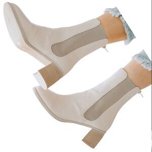 Boots trending Ankle Boots nude cream chelsea zipper clouse  10.